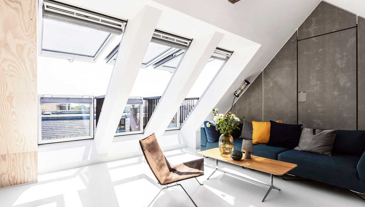 3 gekoppelde Cabrio dakramen in appartement